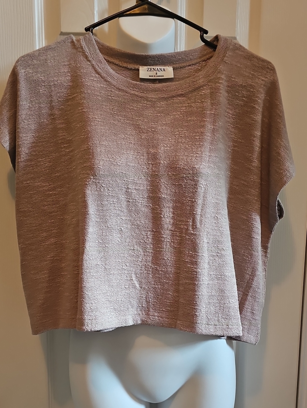Zenana Outfitters Taupe Cropped Knit Top